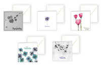 Set van 5 Engelse Condoleance &amp; Sterkte Kaarten &ndash; Handgetekend &amp; Gerecycled Papier-Sympathy cards