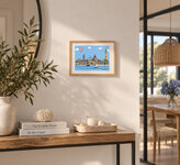 A4 Poster Skyline Middelburg in Lijst &ndash; Handgetekende Wanddecoratie Zeeland