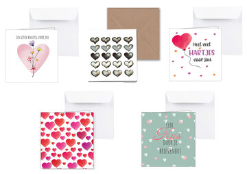 Set van 5 Hartjeskaarten