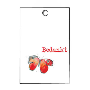 5x Cadeaulabels Bedankt vlinder