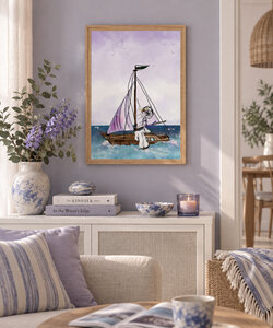 A3 poster Zeeuws meisje op zeilboot in lijst