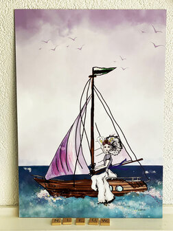 A3 poster Zeeuws meisje op zeilboot