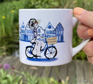 Koffiekopje Zeeuwse Delftsblauw fiets