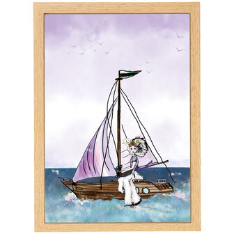 A3 poster Zeeuws meisje op zeilboot in lijst
