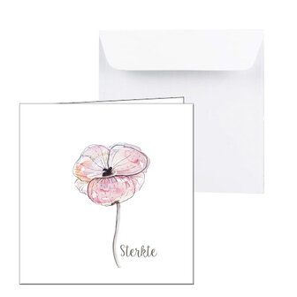 condoleancekaart  aquarel bloem sterkte
