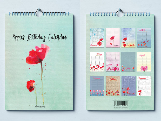 Poppies Birthday Calendar A4