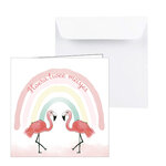 Twee roze flamingo's voor tweeling meisjes