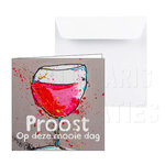 Verjaardagskaart proost rode wijn