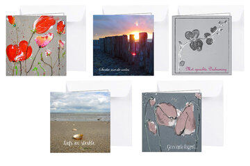 5 x condoleancekaarten Bloemen en zee