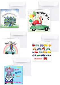 5 x gekke verjaardagskaarten