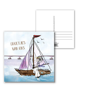 10 060 Zeeuwse ansichtkaart Groetjes Zeilboot