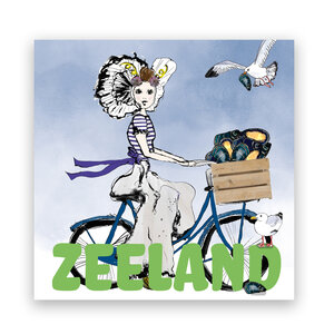 10 157 Ansichtkaart Zeeuws meisje op de fiets