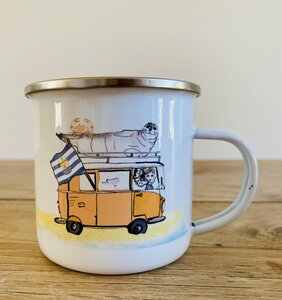 Emaille beker oranje bus Zeeland