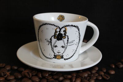 Koffiekop en schotel Zeeuws meisje grote kap